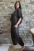 Basso Button Drape Cap Sleeve Shirt Chocolate